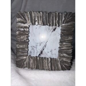 Azure Hammered Picture Frame Brutalist style Silver-tone metal 4x4 Textured
